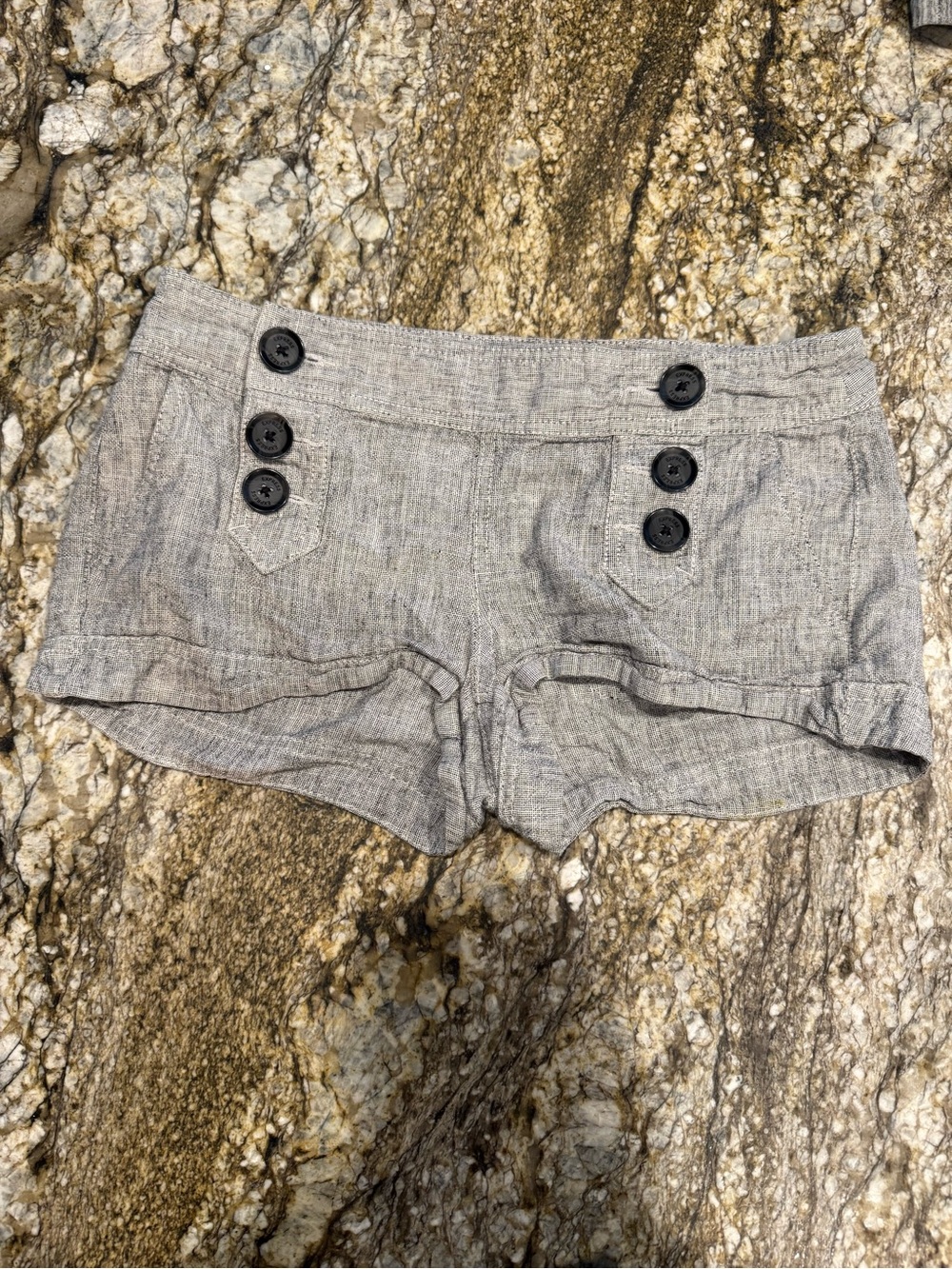 Express Women’s Gray Linen-Blend Button Sailor Shorts